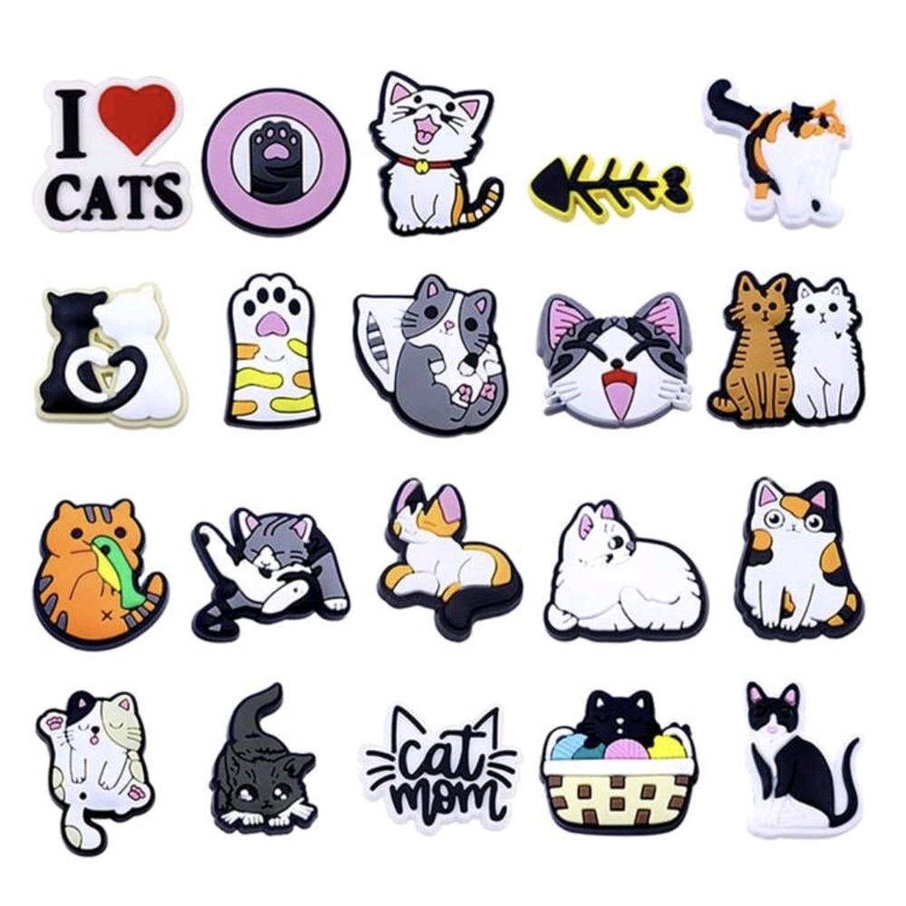 Cat-Themed Shoe Charms Set